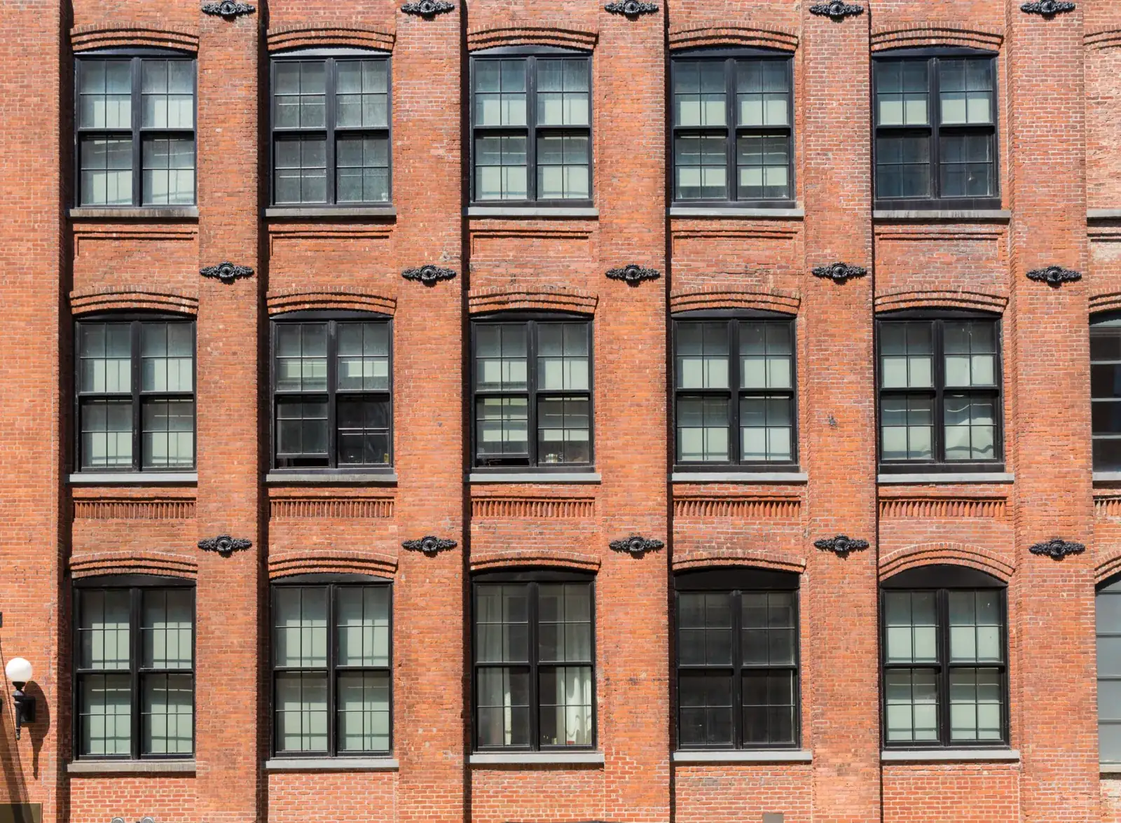 Windows on a brick building
